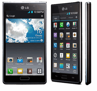 LG P700 Optimus L7 negro en tres posiciones