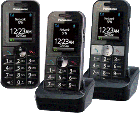 Imágen de tres modelos de teléfonos Panasonic